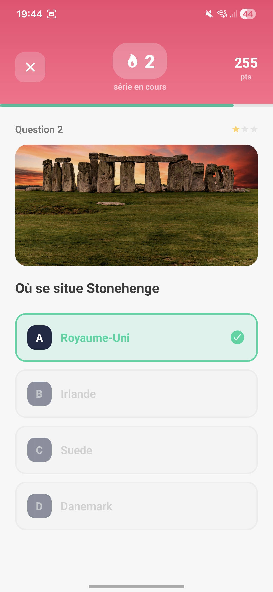 Interface de question Qizo - Stonehenge